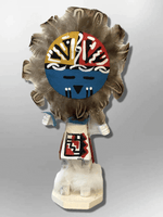 Navajo Handmade Painted Aspen Wood Six Inch Sun Face with Mask Kachina Doll - Kachina City
