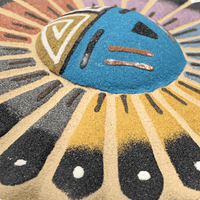 Native Handmade Sand Painting Sun Face Wall Ceramic Hanging Plate - Kachina City