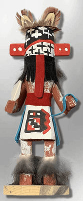Handmade Painted Aspen Wood Six 6'' Inch Warrior Kachina Doll
