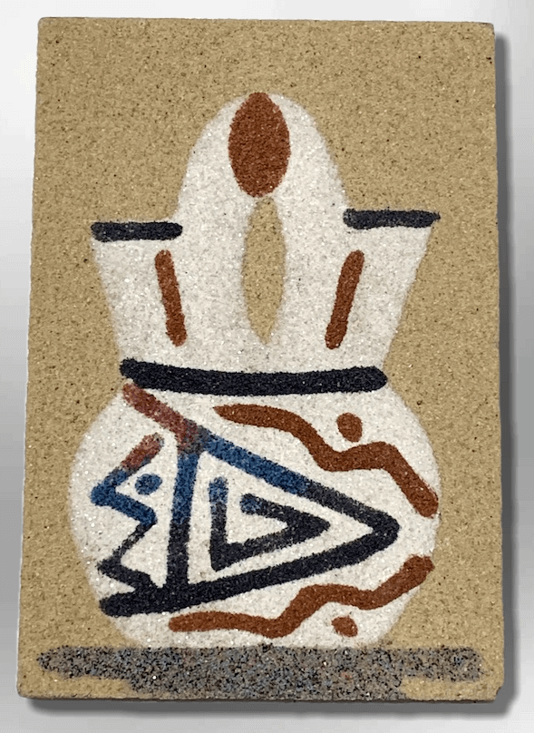 Handmade Native Navajo Rectangle Sand Painting Wedding Vase Magnet - Kachina City