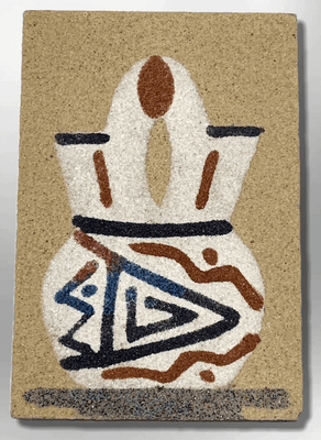 Handmade Native Navajo Rectangle Sand Painting Wedding Vase Magnet