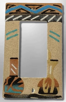 Native Navajo Handmade Sand Painting Wedding Vase and long hole Pot 1 Standard Single Rocker Switch Plate Cover