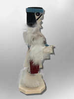 Navajo Handmade Painted Aspen Wood Six Inch White Ogre with Mask Kachina Doll - Kachina City